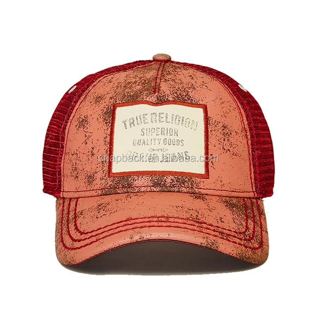 wholesale custom vintage flat embroidery printed distress curved