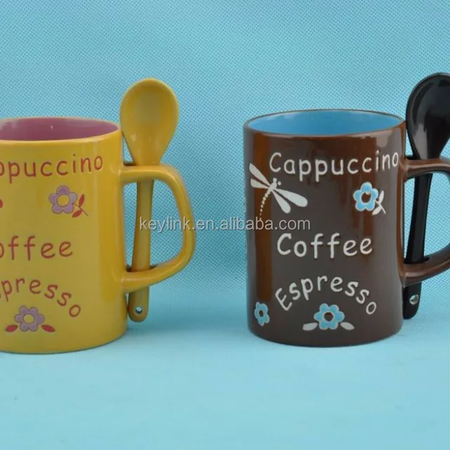11oz dragon fly hand painted, shiny surface ceramic coffee mug