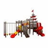 outdoor entertainment equipment pirate ship themed plastic slide with fitness equipment function