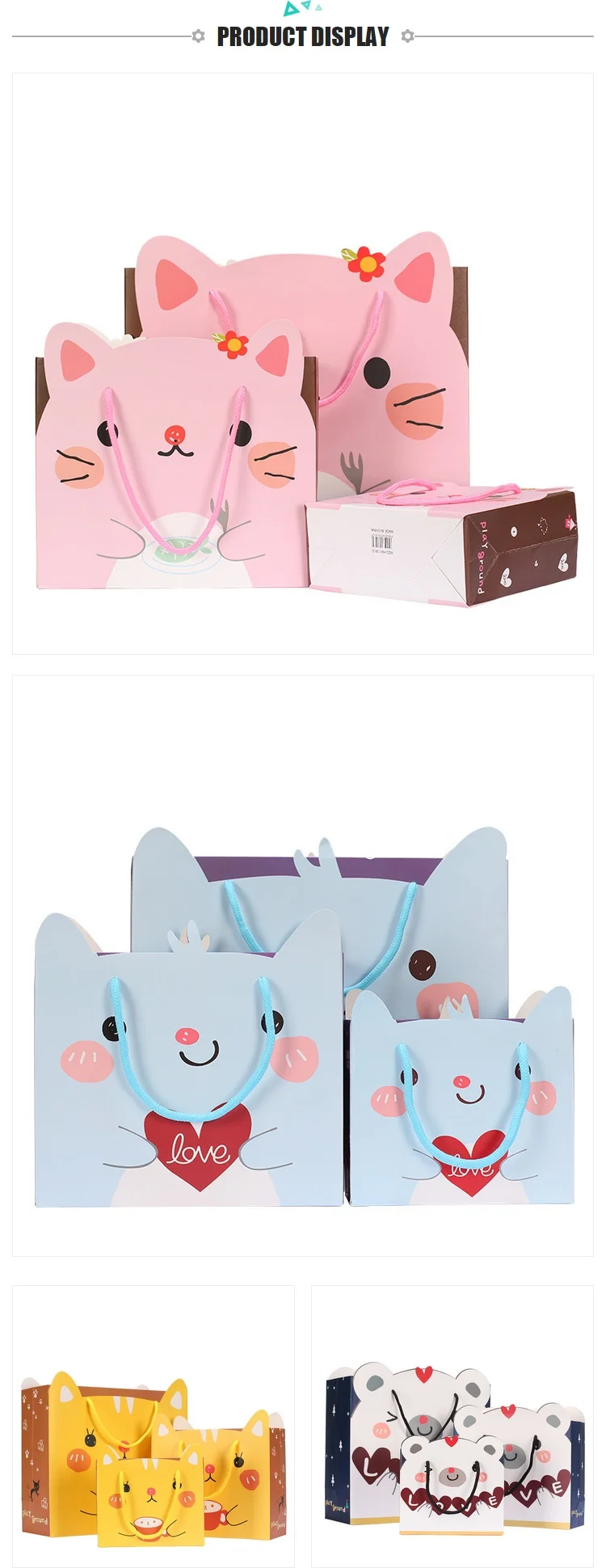 reusable birthday gift paper shopping bag with ribbon handle for