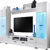 Custom Design White High Gloss UV Integrated LED TV Stand Wall Unit for Living Room Image