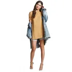 Women's casual solid tunic tops short sleeve side slit slim round neck T-Shirt