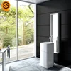Marble freestanding resin stone composite acrylic square pedestal wash basin for sale