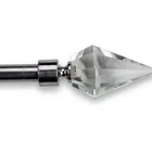 Modern Brushed Nickel Adjustable Curtain Rod Set With Clear Prism Glass