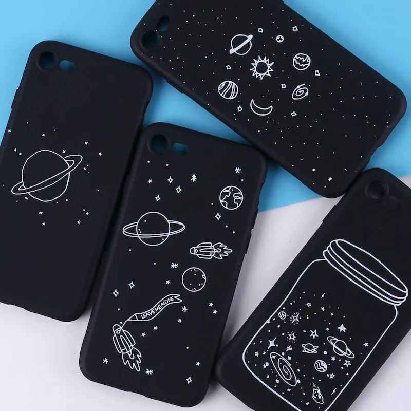 

Fashion Space Love Moon Astronaut Cat Soft Silicone Printed Case For iPhone 12 Mini 5S 6S 6Plus 7Plus 7 8 8Plus X XS Max, Mix colors