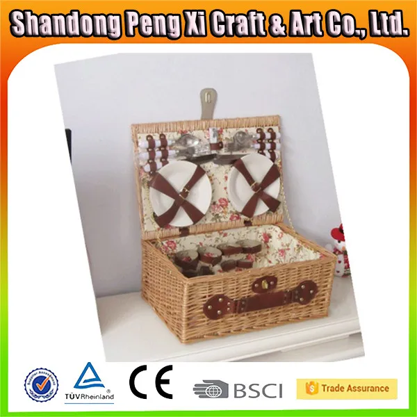 handmade willow picnic basket sets for 2 person