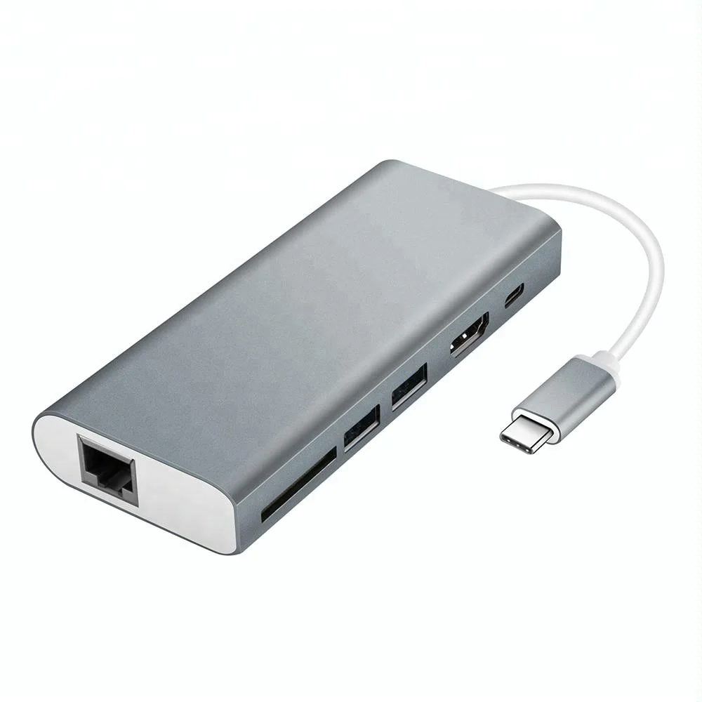 Type c Charging Port SD 4KHDMI Adapter 2 USB 3.0 Ports 1000Mbps Ethernet usb-c hub for MacBook Pro, Silver gray
Type c Charging Port SD 4KHDMI Adapter 2 USB 3.0 Ports 1000Mbps Ethernet usb-c hub for MacBook Pro, Silver gray