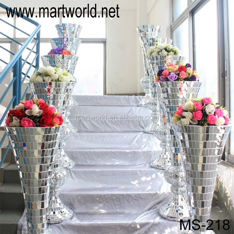 Unique Silver Wedding Decorative Pillars And Columns,Mirror Glass Fiber