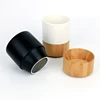 280ml Natural bamboo coffee cup detachable white ceramic mug tea cup