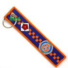 Cheap custom woven keychain with metal ring
