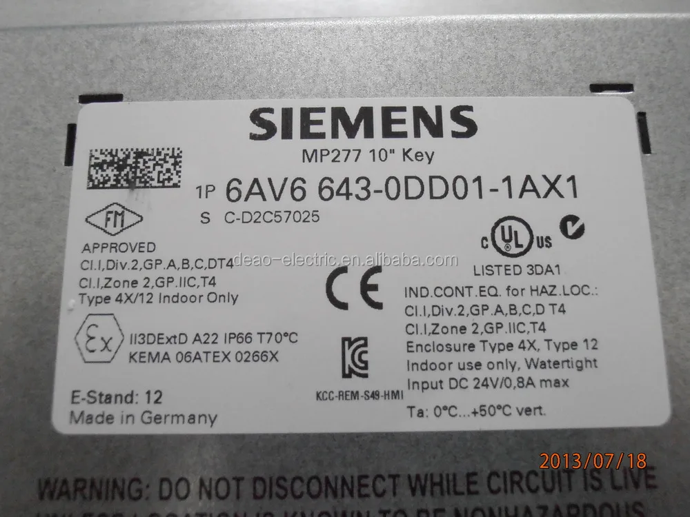 siemens simatic hmi mp277-10押しボタンのタッチパネル6av6643-0dd01