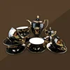 2019 Factory direct wholesale New design Black color glazed Arabian tea set , gold plated fine bone china coffee/tea cup set