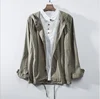 Low MOQ wholesale luxury quality WASHED thin hemp cotton blend Hooded jacket for men