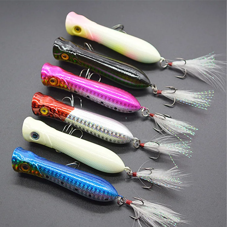 Good quality 3D eyes 12g top water new hard plastic popper fishing lures with feather, Vavious colors
Good quality 3D eyes 12g top water new hard plastic popper fishing lures with feather, Vavious colors
