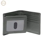 Custom vintage pale grey mens hand genuine leather wallet