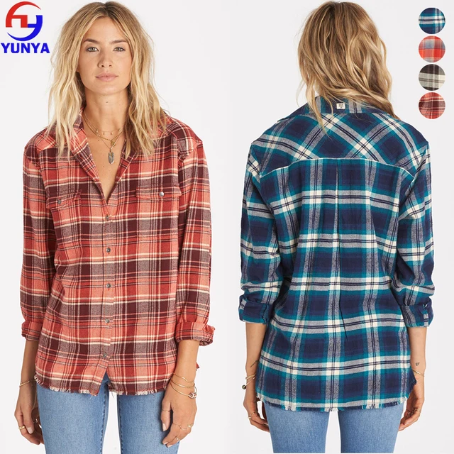 designs classic flannel long sleeve plaid custom check shirt for