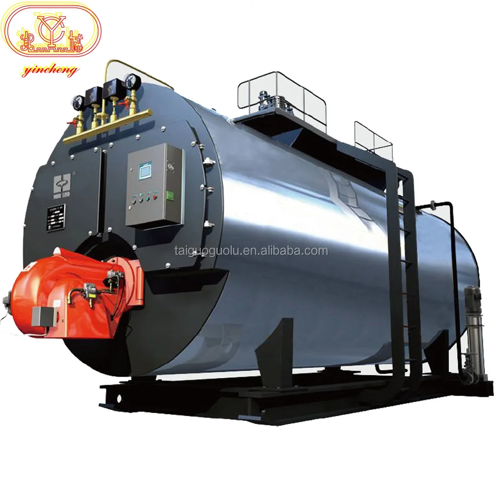 Energy Saving Fire Tube 1Ton -10Ton 10Bar WNS PLC Automatic Industrial Gas Oil Diesel Fired Steam Boiler Price