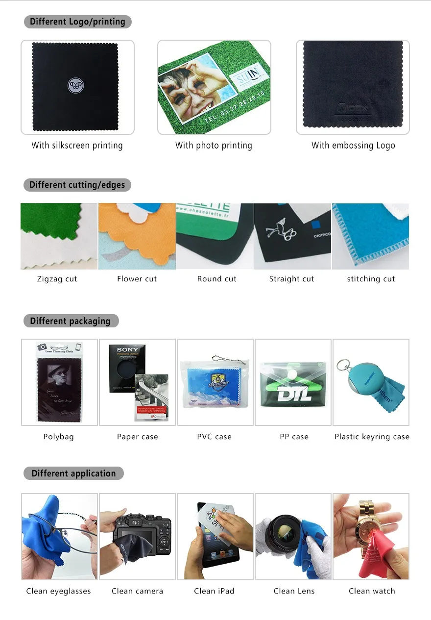 Custom photo printed promotional eyeglass lens microfiber cleaning cloth
