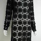 women long sleeve hollow out women evening wear hand crochet dress
