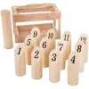 Wooden Throwing Game Complete Set Carrying Crate-Outdoor Lawn Games For Adults and Kids