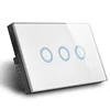 US /AU Standard 110V 240V Crystal Glass Panel Touch Sensitive Light Switches 3 Gang 1 Way