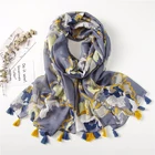 2019 Women Polyester Art Floral Printing Shawls Tassels Scarves Spring Large Size Ladies Warm Hijab Pashmina Wraps