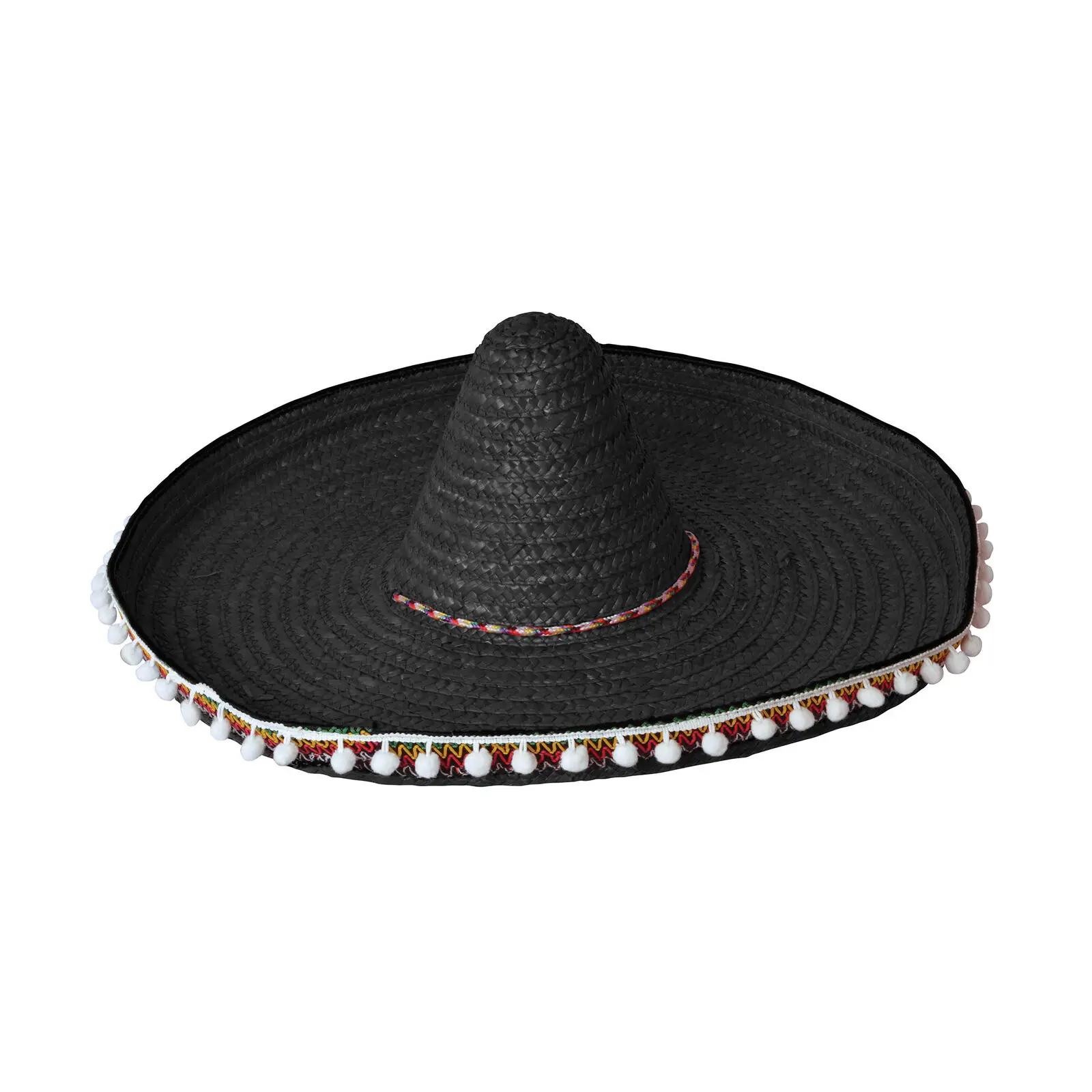 ฟาง Sombrero 60 ซม. สีดำเม็กซิโกเม็กซิกัน Wild West คาวบอยหมวก Bandit แฟนซีชุด CG798