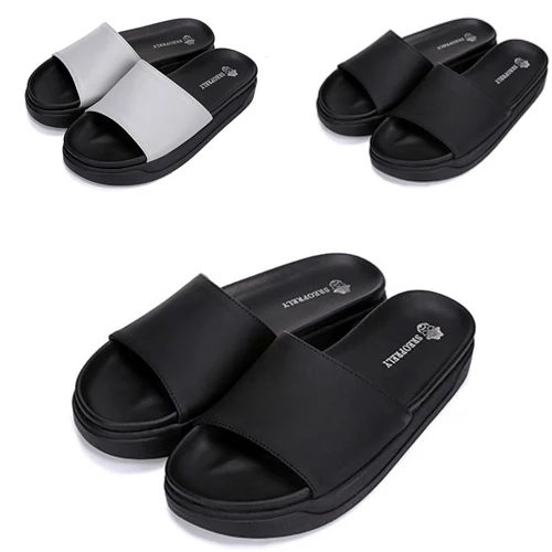 black platform slippers