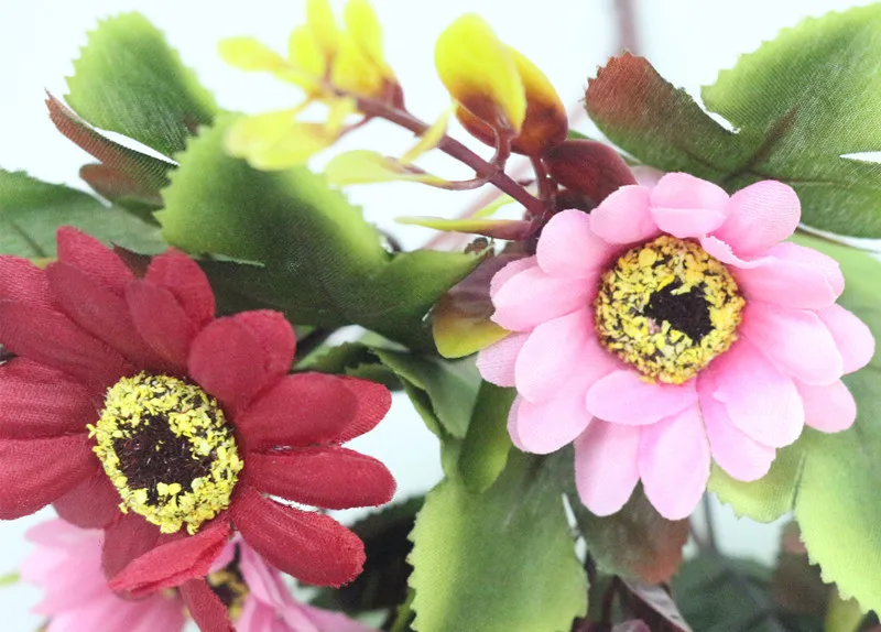 Flone Lovely Mini Daisy Imitation Flower European Style Oil Painting Chrysanthemum Silk Flower Wedding Home Party Decor  (18)