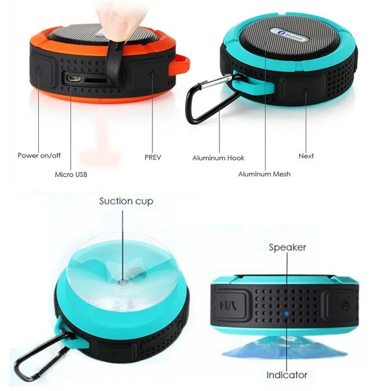 Hot sale Waterproof Bluetooth speaker Music Player/Gifts Gadget/outdoor wireless shower Speaker C6 - ANKUX.COM