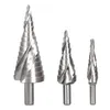 3pcs High Speed Steel He Shank Spiral Step Drill Bits Set for Hand Bench Drills