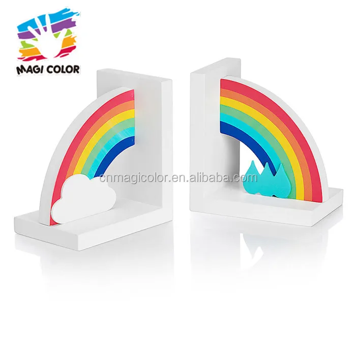 2017 wholesale kids wooden rainbow bookends new design children wooden rainbow bookends nursery wooden rainbow bookends W08D065