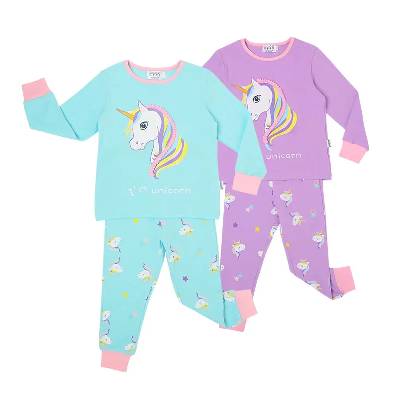 

Long Sleeve Unicorn Sleepwear Nightgown Manufacturer Wholesale Girls Cotton Pajamas
