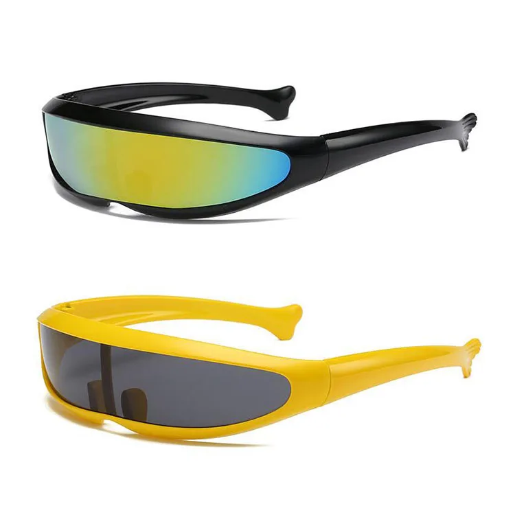 De moda de deporte fresco de una pieza gafas de lentes de sol de espejo uv400 promoción barato robot Partido X hombre gafas de sol en stock