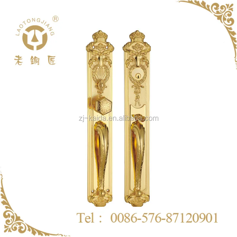 Gold Polish Decorative Brass Entrance Door Lock Handles Buy