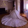 Gold Beading Turkey Bursa Luxury Train Balloon Tulle Size Bridal Gown 30 Wedding Dress With Long Sleeve
