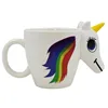 Cartoon Unicorn Discoloration Mug Cup 3D Ceramic Coffee Cups Girl Creative Cute Gift, Color changing mugs