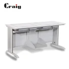 Two Seats Flip Computer Desk Monitor Adjustable Metal Double Set Office Home School
