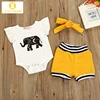 Personalised Personalized Elephant Baby Clothes Three-Piece Suit New Born Baby Toddler Infant Ruffles Romper For Baby Girls