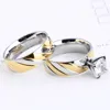 Stainless Steel Engagement Ring Wedding Crystal Diamond Rings