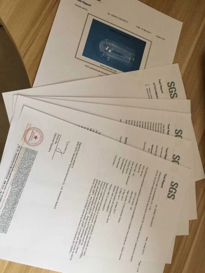 SGS certification of glass dome with wood base