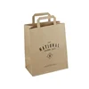 ECO BSCI FSC Custom Made Printed Brown Flat Handle Take Away Fast Food Packaging Kraft Paper Bag Restaurant Carry Bag