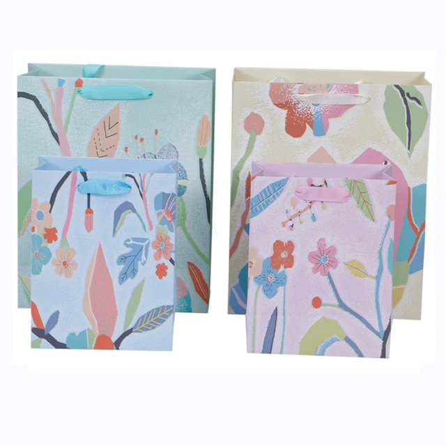 special flower foaming finishing paper custom gift bags with