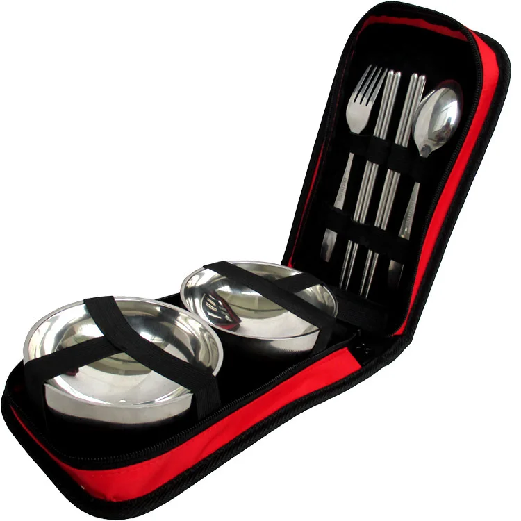 6 outdoor picnic travel portable cutlery set folding camping supplies outdoor picnic lunch fork spoon chopsticks Bowl