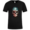 Skull printing Slim Fit Stylish Short Sleeve collar less t Shirt For Men
