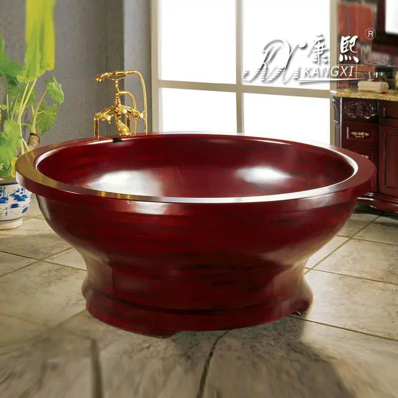 Toona sinensis sólida banheira ao ar livre vermelho, banheira padrão ideal