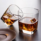 High Quality Transparent Custom Bar Whisky Drinking Scotch Glasses/Square Heavy Base Glass for Whiskey
