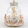 Romantic crystal snow globe carousel music box