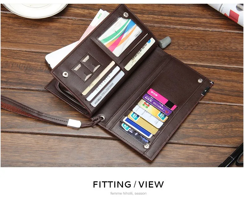 long purse business wallet pu leather purse wallet for men