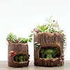 Creative home desktop decor tree hole cartoon resin flower pots succulent plant planters micro garden bonsai pots